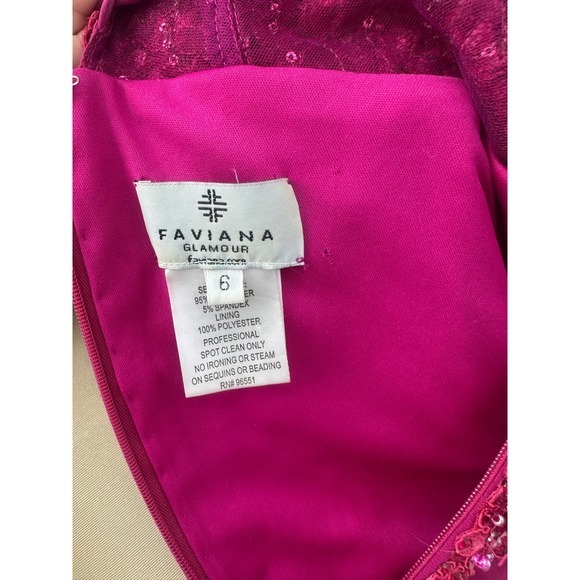 Faviana Glamour Gown Magenta Beaded Lace Corset Black Tie Prom Dress Size 6 - Picture 10 of 10
